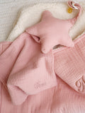Attache tétine Mousseline Hydrophile Etoile Vieux Rose