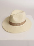 Chapeau de Paille Deluxe Blanc cassé Avec Lanière beige