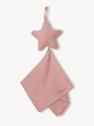 Attache tétine Mousseline Hydrophile Etoile Vieux Rose