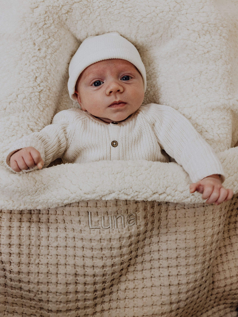 Waffle Teddy Blanket Beige