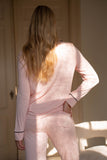 Pyjama Modal Roze Lang Zwarte Bies