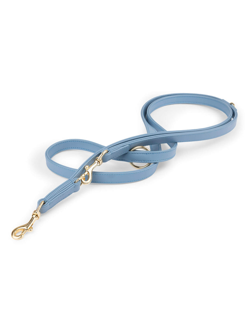 Correa para perros manos libres de cuero azul