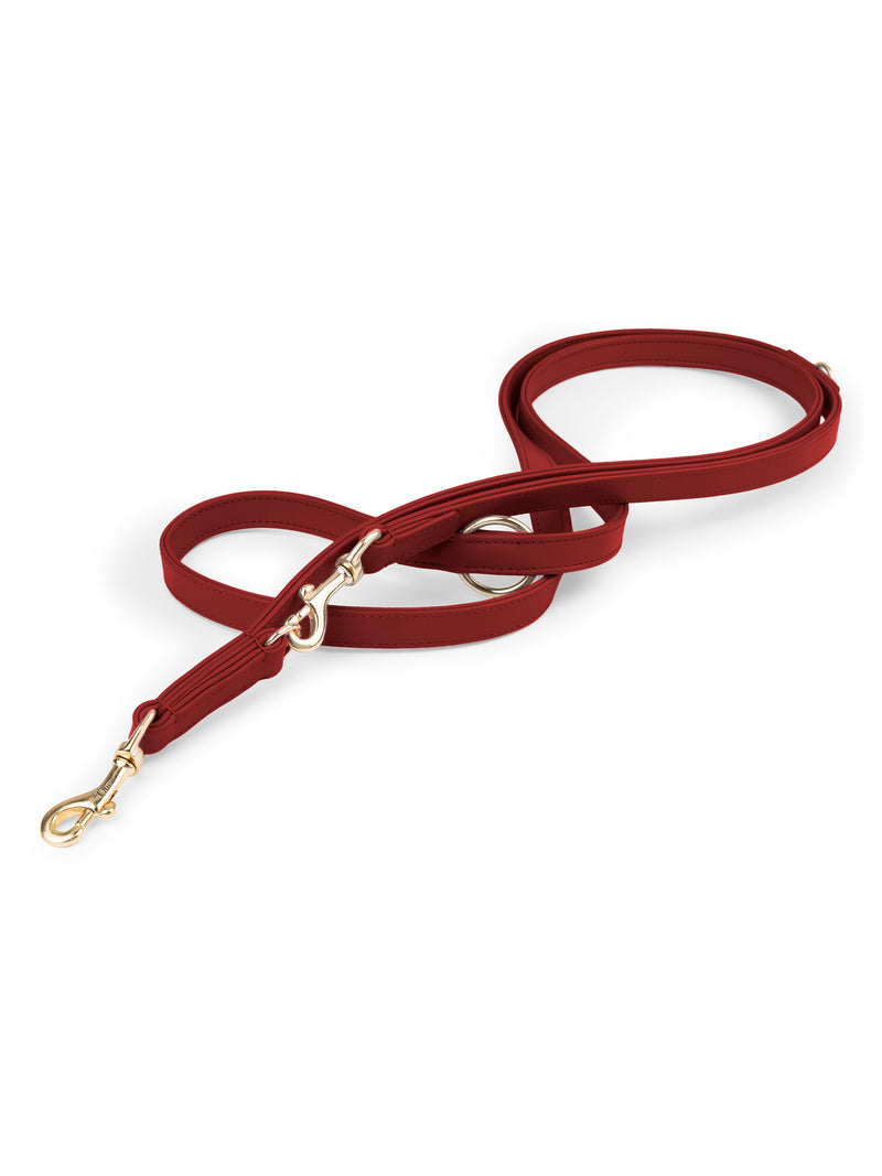 Hands-free Dog Leash Leather Red
