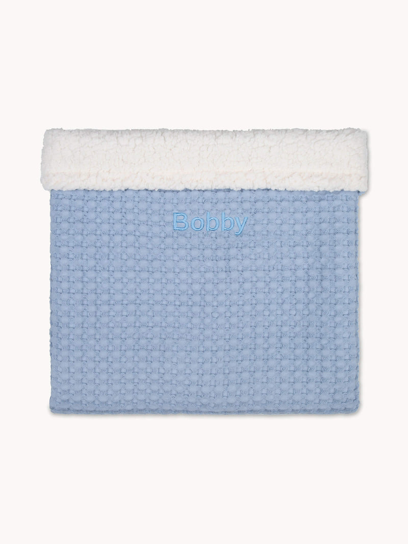 Waffle Teddy Blanket Baby Blue