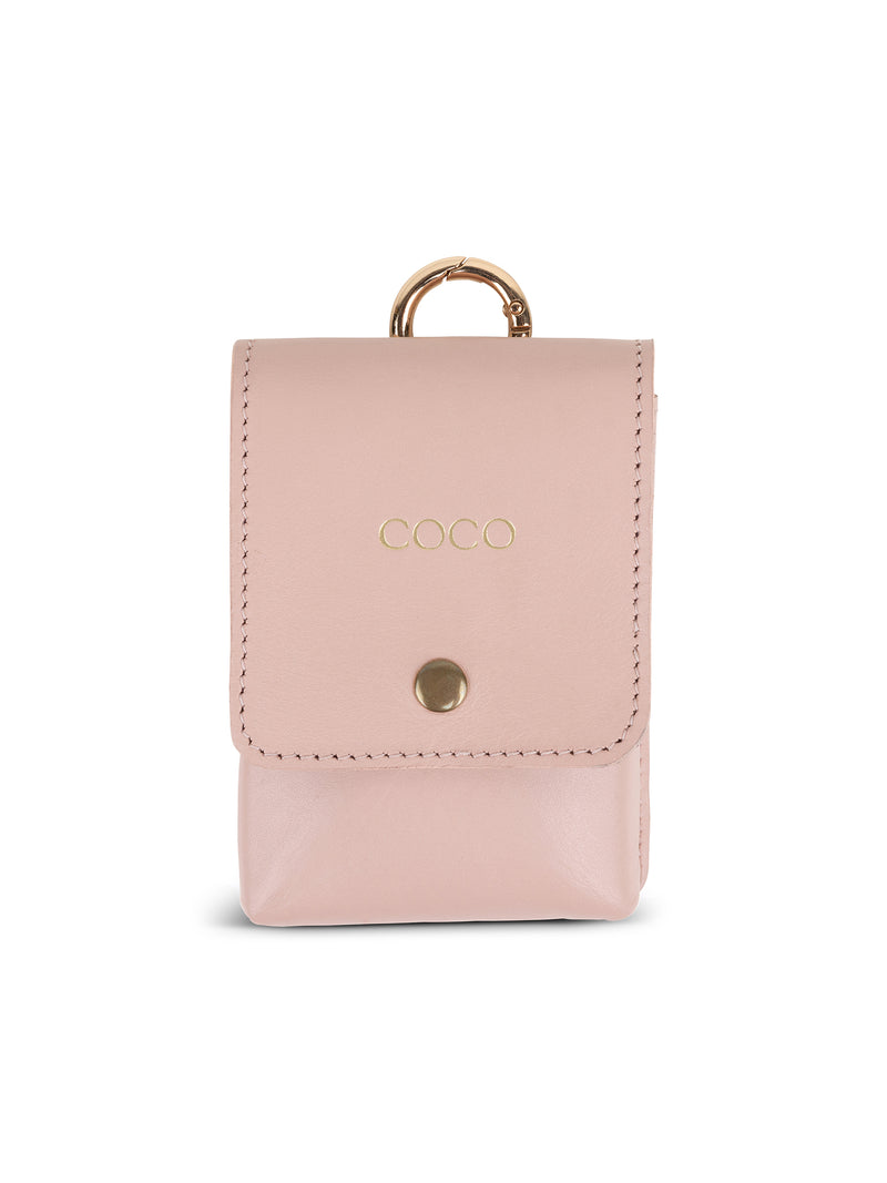 Porte-sacs à crottes en cuir rose