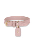 Collar de cuero rosa para perro