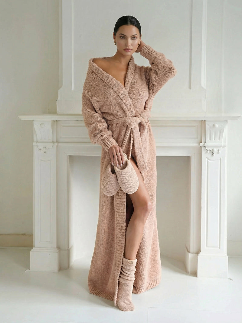 Peignoir Teddy Beige Long