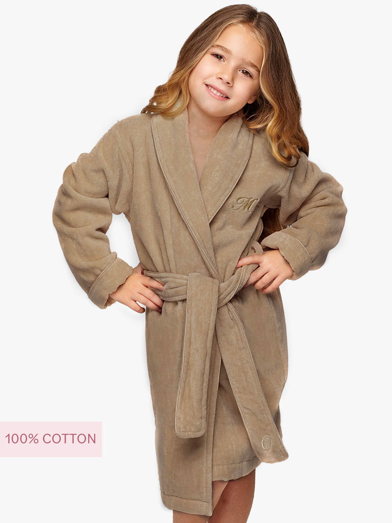 Albornoz de algodón Taupe Kids