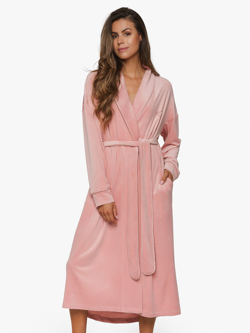 Kimono Velours Rose Poudré