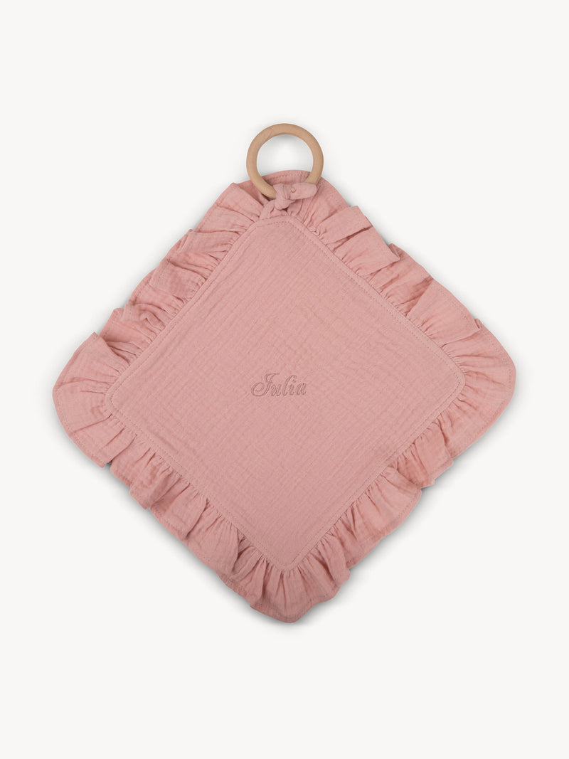 Attache tétine Hydrophile à volants Vieux Rose
