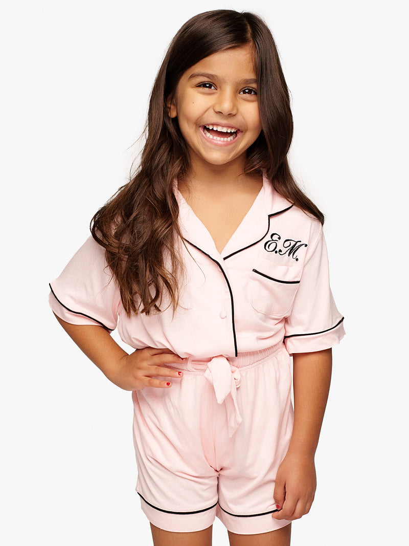 Pijama Modal Rosa Detalles Negros