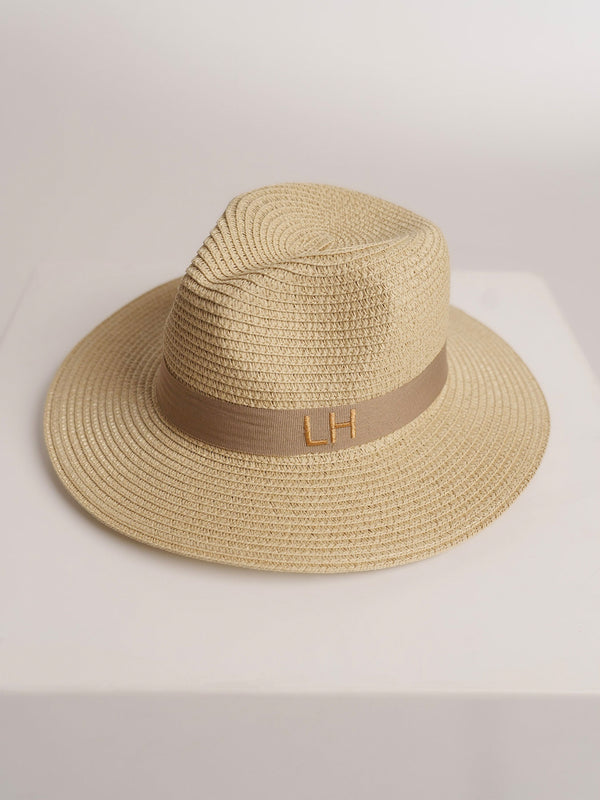Strohhut Deluxe Creme Mit Beigem Band