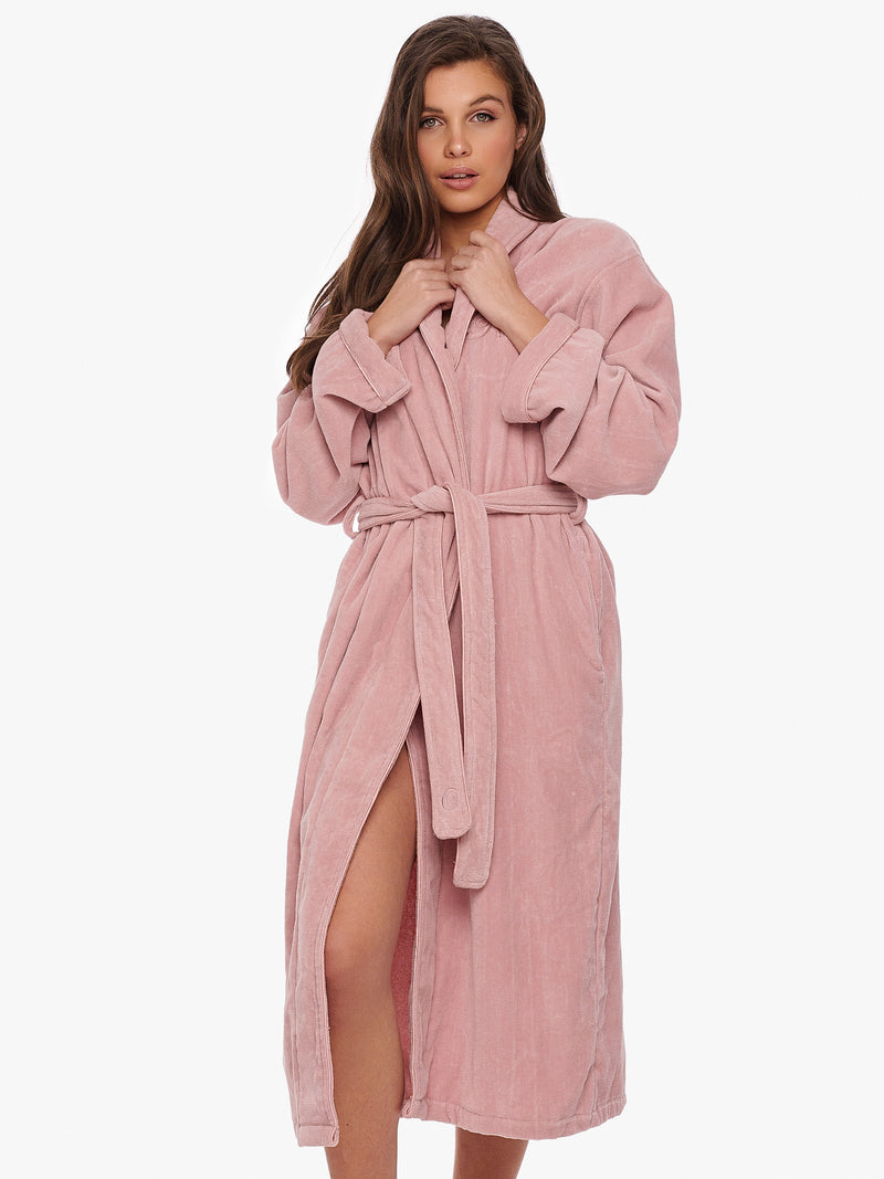 Albornoz de algodón rosa empolvado