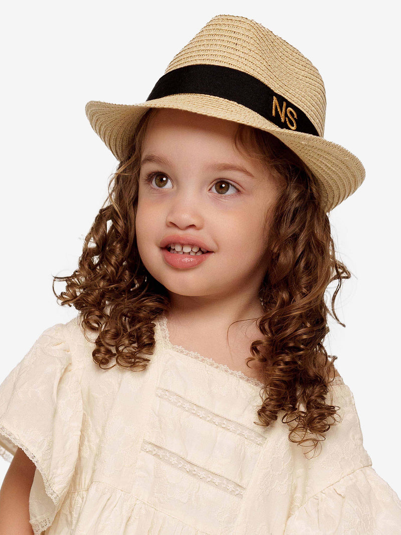 Strohhut Deluxe Kids Creme Mit Schwarzem Band